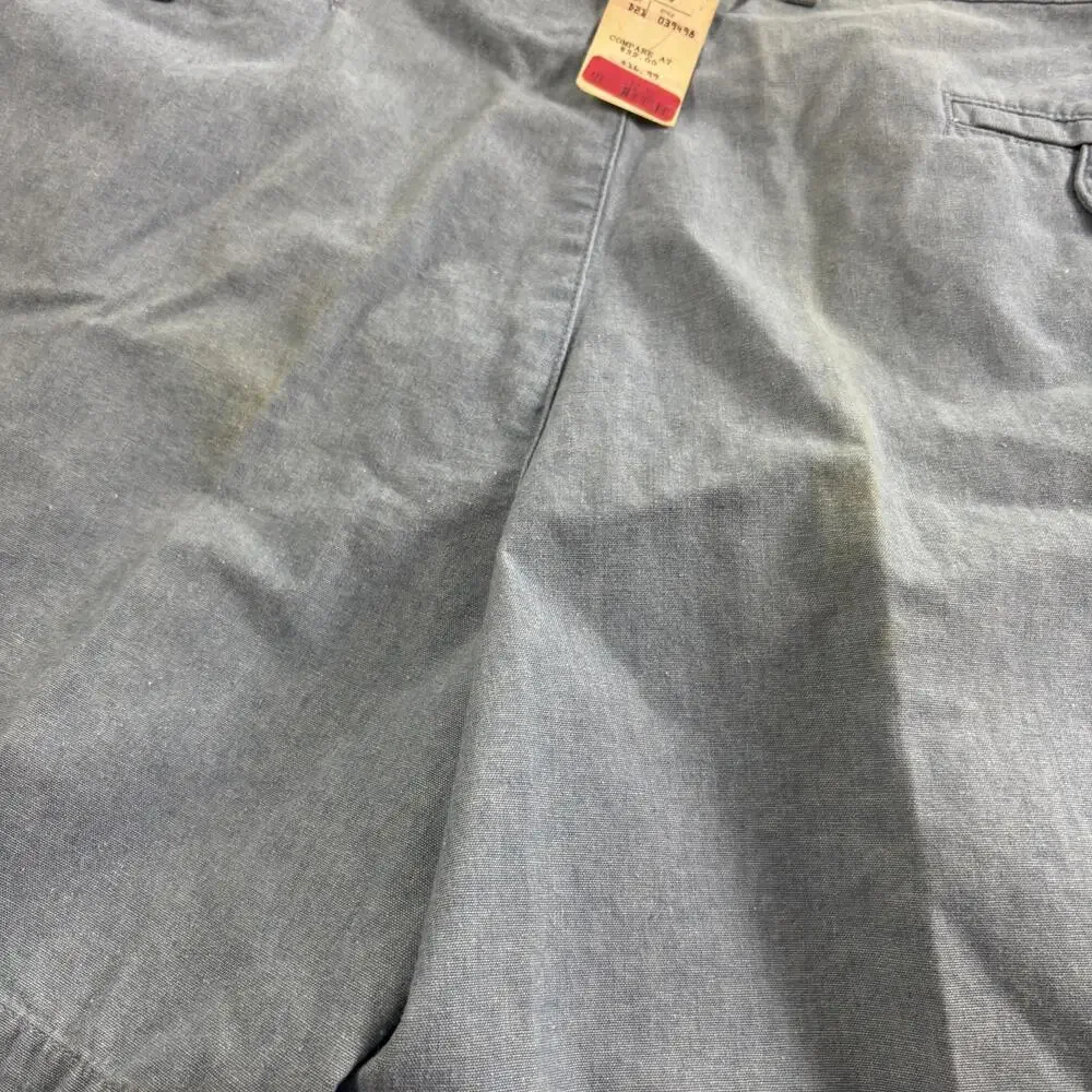 Vintage Dockers Shorts Mens 40 Blue Chino Pleated Relaxed Fit Cotton Summer NEW